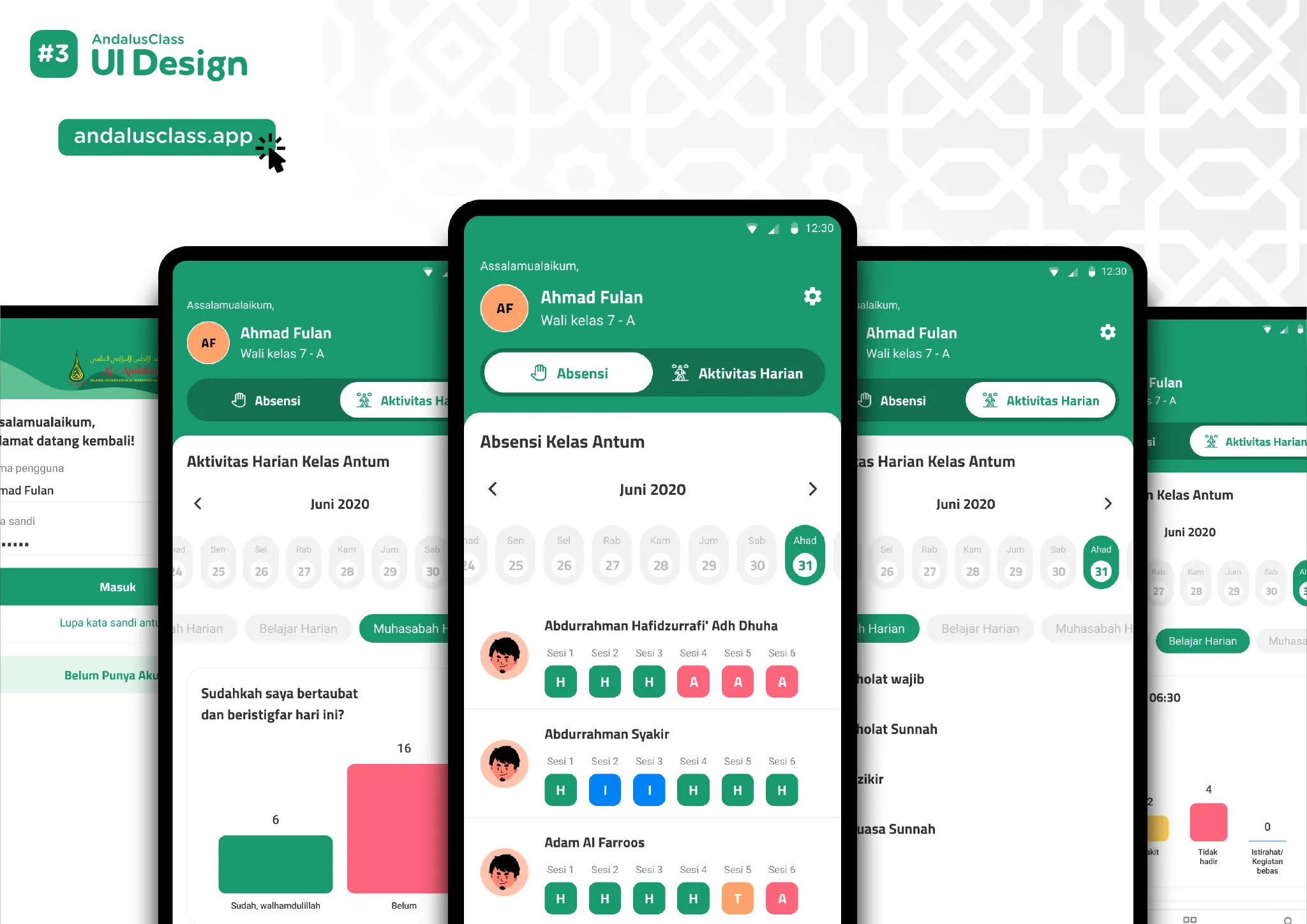Attendance and scheduling screens